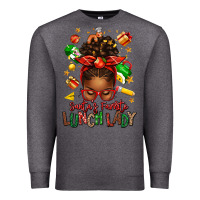 Charcoal Heather santas favorite lunch lady afro messy bun Premium Sweatshirt - texasbilliewilder