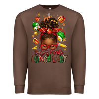 Chestnut santas favorite lunch lady afro messy bun Premium Sweatshirt - texasbilliewilder