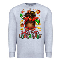 Heather Grey santas favorite lunch lady afro messy bun Premium Sweatshirt - texasbilliewilder