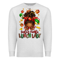 Oatmeal Heather santas favorite lunch lady afro messy bun Premium Sweatshirt - texasbilliewilder