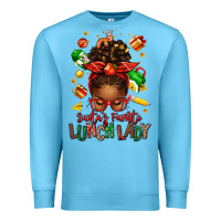 Ocean Blue santas favorite lunch lady afro messy bun Premium Sweatshirt - texasbilliewilder