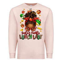 Pale Pink santas favorite lunch lady afro messy bun Premium Sweatshirt - texasbilliewilder