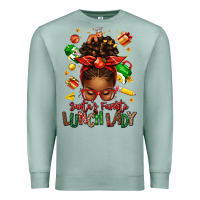Seafoam santas favorite lunch lady afro messy bun Premium Sweatshirt - texasbilliewilder