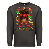 Smoke santas favorite lunch lady afro messy bun Premium Sweatshirt - texasbilliewilder