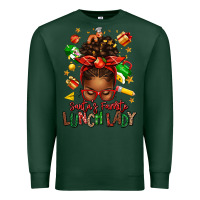 Sports Green santas favorite lunch lady afro messy bun Premium Sweatshirt - texasbilliewilder