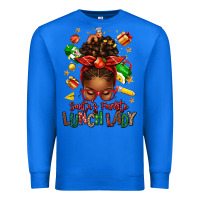 True Royal santas favorite lunch lady afro messy bun Premium Sweatshirt - texasbilliewilder