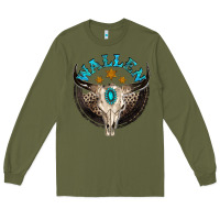 Army Green wallen with bull skull Long Sleeve Tee - NancyCooperArtShop