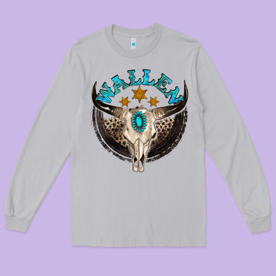 Wallen With Bull Skull Long Sleeve Tee Designed By Nancycooperartshop