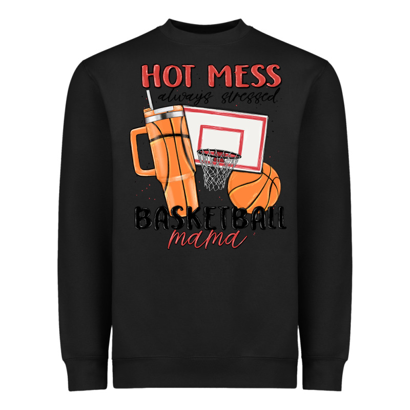 Hot Mess Always Stressed Basketball Mama Heavyweight Sweatshirt by MaliasSmallBusiness | Teevron