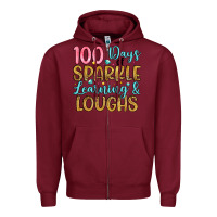 Burgundy 100 days of sparkle learning and loughs Zipper Hoodie - Artiststas
