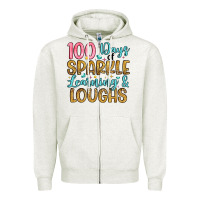 Oatmeal Heather 100 days of sparkle learning and loughs Zipper Hoodie - Artiststas