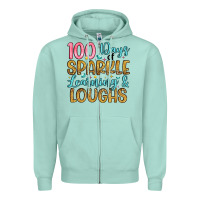 Seafoam 100 days of sparkle learning and loughs Zipper Hoodie - Artiststas