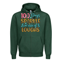 Sports Green 100 days of sparkle learning and loughs Zipper Hoodie - Artiststas