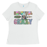 White beautiful crazy Ladies Tee - CowhideDigitalArt