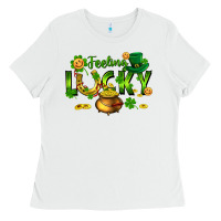 White feeling lucky Ladies Tee - FaDigitalArtStudio
