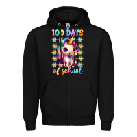 Black 100 days of school unicorn Zipper Hoodie - Artiststas