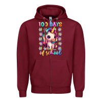 Burgundy 100 days of school unicorn Zipper Hoodie - Artiststas