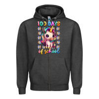 Charcoal Heather 100 days of school unicorn Zipper Hoodie - Artiststas