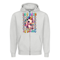 Dove Grey 100 days of school unicorn Zipper Hoodie - Artiststas