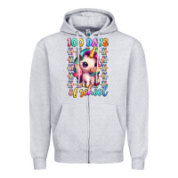 Heather Grey 100 days of school unicorn Zipper Hoodie - Artiststas
