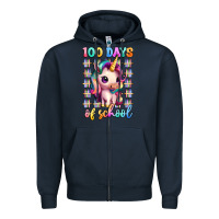 Navy 100 days of school unicorn Zipper Hoodie - Artiststas