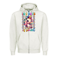 Oatmeal Heather 100 days of school unicorn Zipper Hoodie - Artiststas