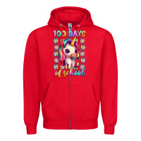 Red 100 days of school unicorn Zipper Hoodie - Artiststas