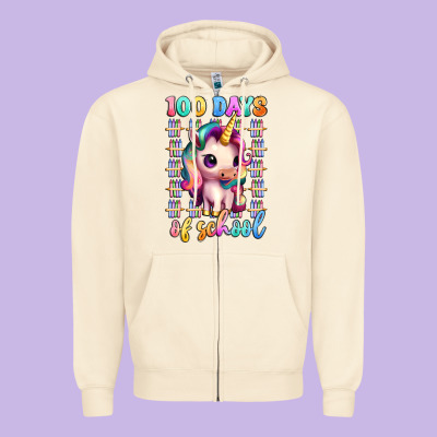 100 Days Of School Unicorn Zipper Hoodie Designed By Artiststas