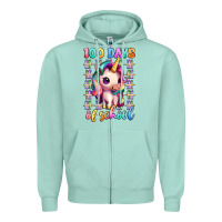 Seafoam 100 days of school unicorn Zipper Hoodie - Artiststas