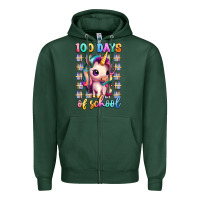 Sports Green 100 days of school unicorn Zipper Hoodie - Artiststas
