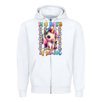 White 100 days of school unicorn Zipper Hoodie - Artiststas