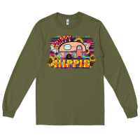 Army Green trippy hippie Long Sleeve Tee - NancyCooperArtShop