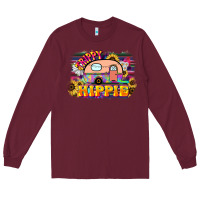 Burgundy trippy hippie Long Sleeve Tee - NancyCooperArtShop