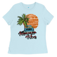 Baby Blue summer vibes Ladies Tee - SublimationCraftShop