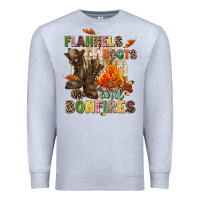Heather Grey Flannels boots and bonfires Premium Sweatshirt - NancyCooperArtShop