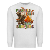Oatmeal Heather Flannels boots and bonfires Premium Sweatshirt - NancyCooperArtShop