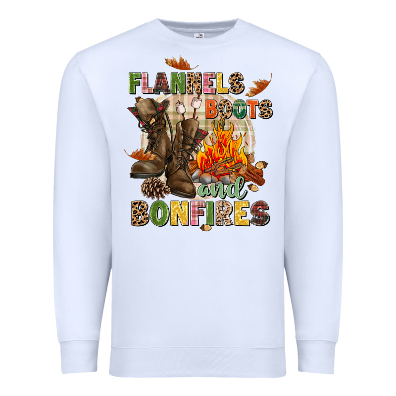 Flannels Boots And Bonfires Premium Sweatshirt by NancyCooperArtShop | Teevron