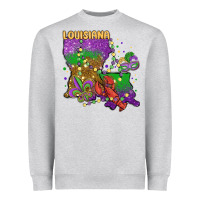 Heather Grey mardi gras louisiana map Heavyweight Sweatshirt - MaliasSmallBusiness
