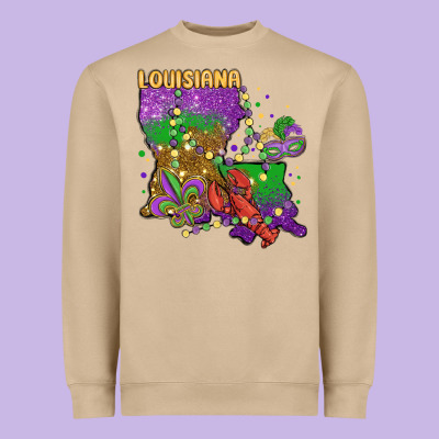 Mardi Gras Louisiana Map Heavyweight Sweatshirt Designed By Maliassmallbusiness