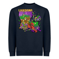 Navy mardi gras louisiana map Heavyweight Sweatshirt - MaliasSmallBusiness