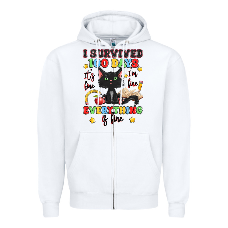 I Survived 100 Days It's Fine I'm Fine Zipper Hoodie by Artiststas | Teevron