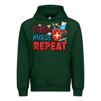 Forest Green Coffee Nurse Repeat Urban Hoodie - FaDigitalArtStudio