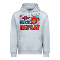 Heather Grey Coffee Nurse Repeat Urban Hoodie - FaDigitalArtStudio