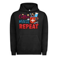 Pigment Black Coffee Nurse Repeat Urban Hoodie - FaDigitalArtStudio