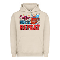 Pigment French Oak Coffee Nurse Repeat Urban Hoodie - FaDigitalArtStudio