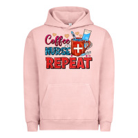 Pigment Salmon Coffee Nurse Repeat Urban Hoodie - FaDigitalArtStudio