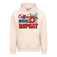 Sandshell Coffee Nurse Repeat Urban Hoodie - FaDigitalArtStudio