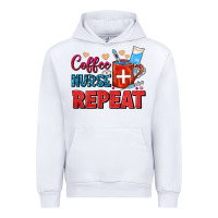 White Coffee Nurse Repeat Urban Hoodie - FaDigitalArtStudio