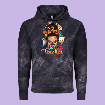 Art Teacher Messy Bun Vintage Hoodie Designed By Nancycooperartshop