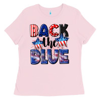 Bubblegum Pink Back the blue 4th of july Ladies Tee - CowGirlArtShop